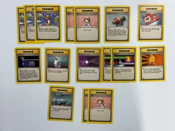 LOT OF 16 POKEMON CARDS TRAINERS BASE SET UNLIMITED DEFENDER POKEMON FLUTE MP-HP - Image 1