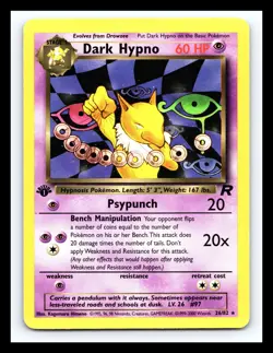 💥 DARK HYPNO 1st Edition Non Holo # 20/82 TEAM ROCKET SET Pokemon 2000 Vintage - Image 1