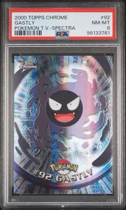 POKEMON PSA 8 GASTLY #92 SPECTRA POKEMON T.V. TOPPS CHROME ENGLISH 2000! - Image 1