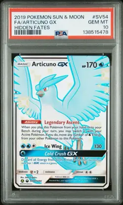 2019 POKEMON SUN & MOON HIDDEN FATES #SV54 FULL ART/ARTICUNO GX PSA 10 - Image 1