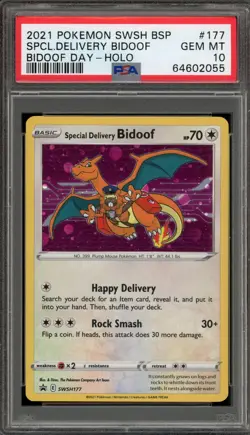 Pokemon Special Delivery Bidoof Day P.M. Center Holo Promo SWSH177 PSA 10 - Image 1