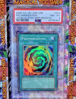Yugioh Polymerization LOB-059 Super Rare Original Print 2002 PSA NM Mint - Image 1