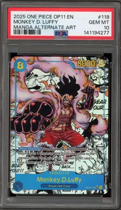 One Piece CCG Monkey.D.Luffy Manga Alternate Art OP11-118 PSA 10 Gem Mint - Image 1