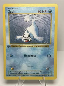 LP Seel Shadowless 1st Edition 41/102 Non-Holo Base Set AUTHENTIC Pokemon Card - Image 1