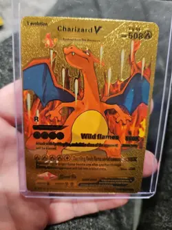 Charizard V Gold Foil Fan Art Vinyl Premium Collector Pokemon Display Card LV91 - Image 1