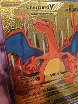 Charizard V Gold Foil Fan Art Vinyl Premium Collector Pokemon Display Card LV91 - Image 4