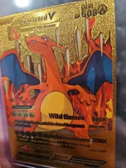 Charizard V Gold Foil Fan Art Vinyl Premium Collector Pokemon Display Card LV91 - Image 5