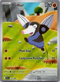 Drilbur 124/086 NM Pokemon Card TCG Black Bolt IR Illustration Rare - Image 1