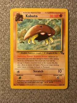 Pokemon TCG Kabuto 50/62 Fossil Regular Unlimited Common Card LP Condition - Image 1
