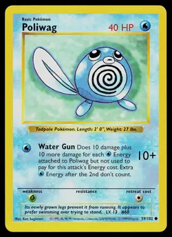 Pokemon Card - Poliwag Base Set (Shadowless) 59/102 Common - Image 1