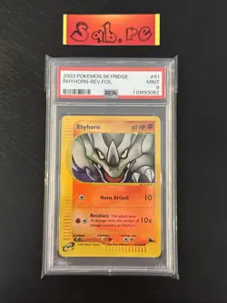 PSA 9 Rhyhorn Reverse Holo Skyridge 91/144 Pokemon Card - Image 1
