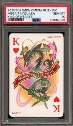 Pokemon Omega Ruby Playing Cards Mega Rayquaza King of Hearts PSA 10 Gem Mint - Image 1