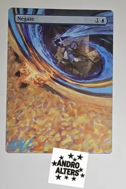 Negate Full Borderless Altered Art Hand Paint MTG Magic the Gathering Blue Count - Image 1