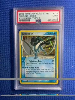 Pokemon Suicune Gold Star EX Unseen Forces Holo Ultra Rare #115 PSA 9 Mint - Image 1