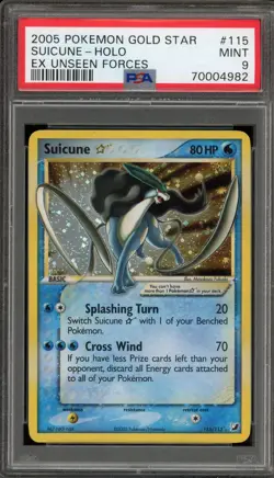 Pokemon Suicune Gold Star EX Unseen Forces Holo Ultra Rare #115 PSA 9 Mint - Image 1
