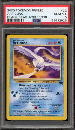 Pokemon Articuno Movie 2000 Black Star Promo #22 AOKI ERROR PSA 10 Gem Mint - Image 1