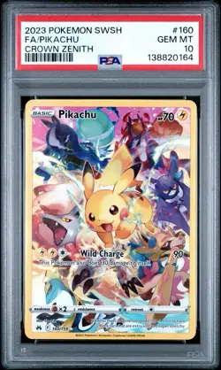 2023 Pokemon Sword And Shield Crown Zenith Pikachu Holo Secret Rare PSA 10 #160 - Image 1