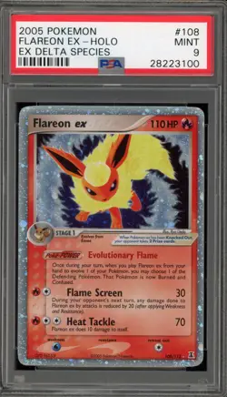 Pokemon Flareon ex EX Delta Species Holo Ultra Rare #108 PSA 9 Mint - Image 1