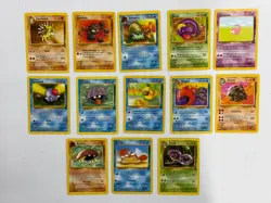 LOT OF 13 POKEMON CARDS FOSSIL SET PSYDUCK ARBOK KINGLER GOLEM MP-HP - Image 1