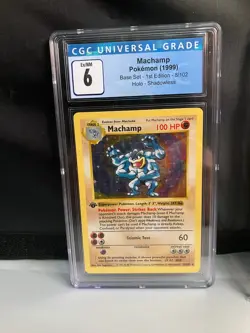 1999 WoTC POKEMON MACHAMP 8/102 Base Set HOLO 1st EDITION SHADOWLESS CGC 6 - Image 1