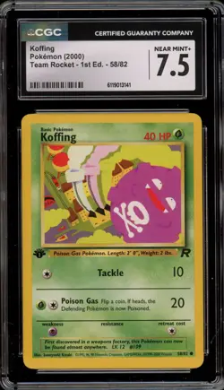 Pokemon Koffing Team Rocket 1st Edition #58 CGC 7.5 - Image 1