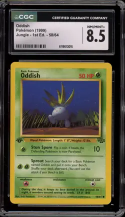Pokemon Oddish Jungle 1st Edition #58 CGC 8.5 - Image 1