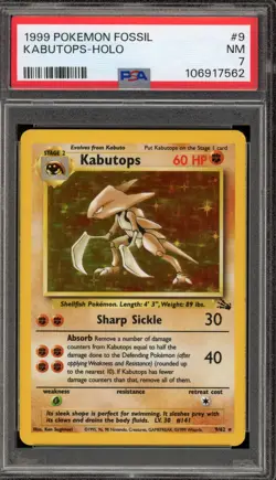 Pokemon Kabutops Fossil Unlimited Holo Rare #9 PSA 7 - Image 1