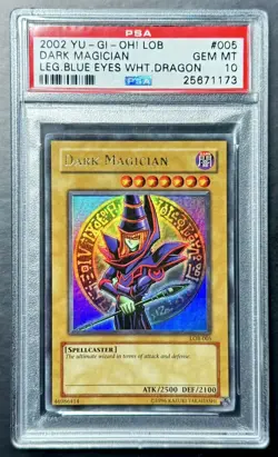 2002 Yugioh Legend Of Blue Eyes DARK MAGICIAN LOB-005 Original Unlimited PSA 10 - Image 1