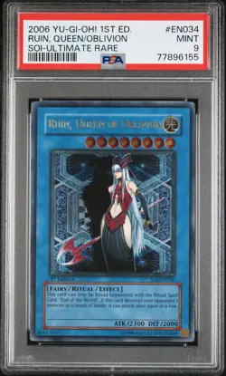 Ruin, Queen Of Oblivion SOI-EN034 1st Edition Ultimate Rare Yugioh PSA 9 *155 - Image 1