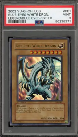 Yu-Gi-Oh! Blue-Eyes White Dragon Legend of Blue Eyes 1st Edition LOB-001 PSA 9 - Image 1