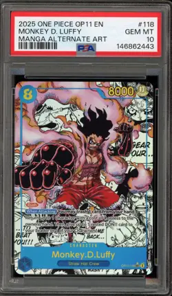 One Piece CCG Monkey.D.Luffy Manga Alternate Art OP13-118 PSA 10 Gem Mint - Image 1