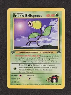 Erika's Bellsprout 1st Edition 38/132 Gym Heroes Pokemon Card NM - Image 1
