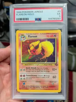 1999 Pokemon Jungle Flareon-Holo Card 3/64 PSA 5 Excellent - Image 1