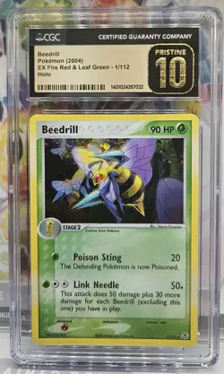 CGC 10 PRISTINE Beedrill 2004 EX Fire Red & Leaf Green 1/112 Holo Pokemon Card - Image 1