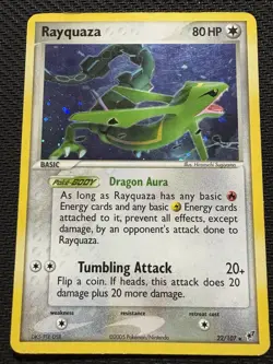 Pokemon TCG Rayquaza EX Deoxys Holo Rare 22/107 Vintage 2005 HP Card - Image 1