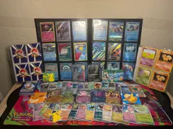 Huge Pokemon Card Lot 150+ Multi-Language + Holos +2 Top Loaders + Stickers NO B - Image 1