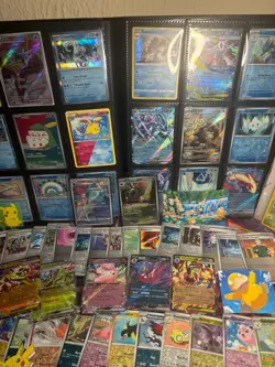 Huge Pokemon Card Lot 150+ Multi-Language + Holos +2 Top Loaders + Stickers NO B - Image 3