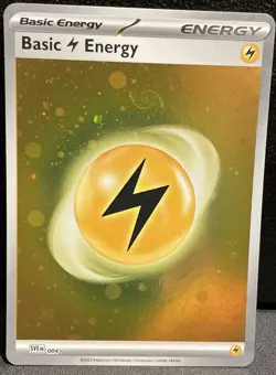 HD Lightning Energy Cosmos Holo with Mew Tail Swirl SVE MEW 004 151 Pokemon Card - Image 1