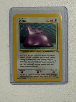 DITTO 3/62 FOSSIL SET HOLO RARE POKEMON CARD - DMG/CREASED - Image 2