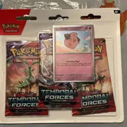 Pokemon Scarlet & Violet Temporal Forces 3 Pack Booster w/Cleffa Promo Card - Image 1