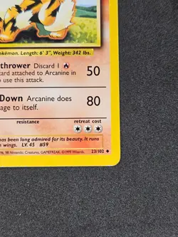 Arcanine Uncommon 23/102 Base Set Unlimited 1999 WOTC Pokemon Card LP- - Image 3