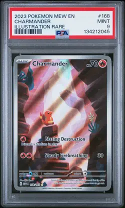 2023 POKEMON MEW EN-151 ILLUSTRATION RARE #168 CHARMANDER PSA 9 - Image 1
