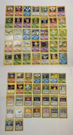 65/102 Pokemon Base Set Lot, LP, No Doubles, Vintage 2000 Wizards PICTURES - Image 1