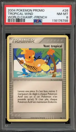 Pokemon Tropical Wind (Vent Tropical) 2004 World Champs. FRENCH Promo #026 PSA 8 - Image 1