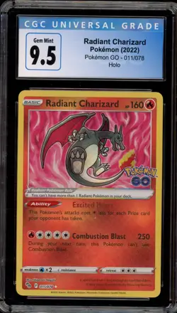 Pokemon Radiant Charizard Pokemon Go Holo Rare #011 CGC 9.5 - Image 1