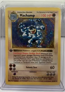 Machamp 8/102 1st Edition Shadowless Holo Rare Base Set Pokemon - Image 1