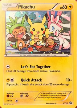 Pokemon Pikachu XY95 Bl✩ck St✩r Promo Holo Rare-Let’s Eat Together 2016 - Image 1