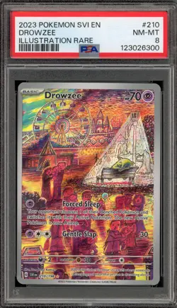 Pokemon Drowzee Scarlet & Violet Illustration Rare #210 PSA 8 - Image 1