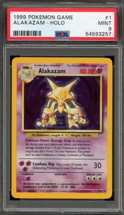 Pokemon Alakazam Base Set Unlimited Holo Rare #1 PSA 9 Mint - Image 1