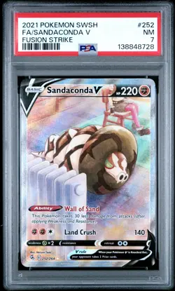 PSA 7 Sandaconda V 252/264 Pokemon SWSH Fusion Strike Alternate Art 2021 NM - Image 1
